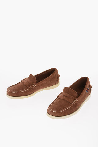 DOCKSIDES Mocassini Penny in Suede con Suola in Gomma
