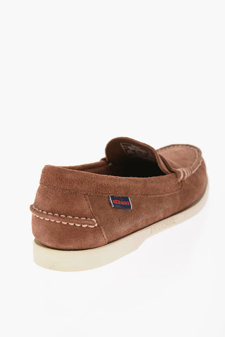 DOCKSIDES Mocassini Penny in Suede con Suola in Gomma