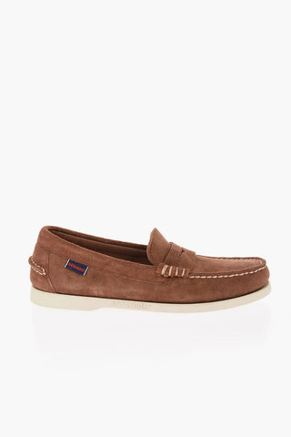 DOCKSIDES Mocassini Penny in Suede con Suola in Gomma