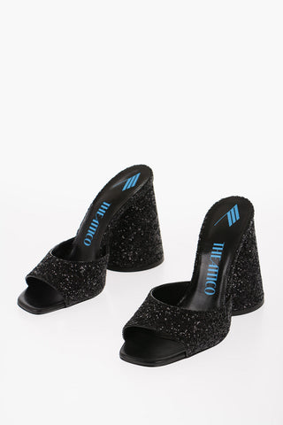 Glittered Leather LUZ Mules with Chulk Heel 10.5cm