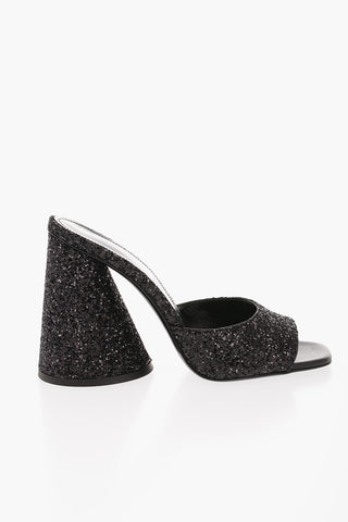 Glittered Leather LUZ Mules with Chulk Heel 10.5cm