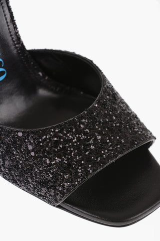 Glittered Leather LUZ Mules with Chulk Heel 10.5cm