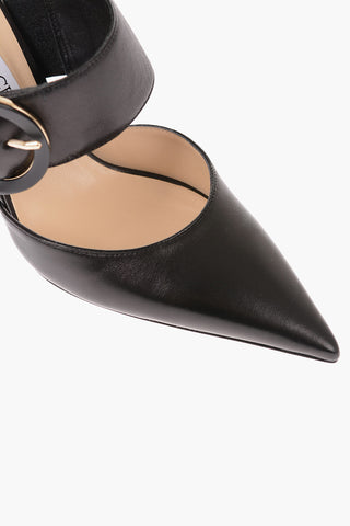 Leather MAGIE Mules with Front Buckle 9cm