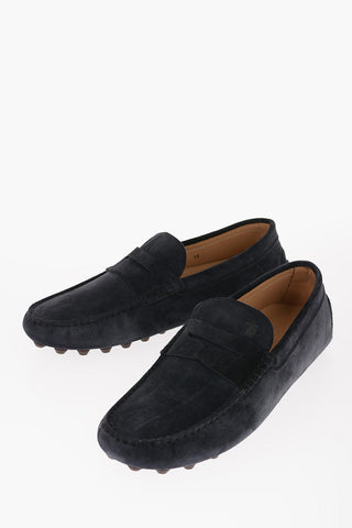 Suede Penny Loafers with Rubber Sole