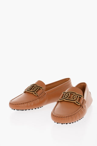 Leather Loafers with Logoed Buckle