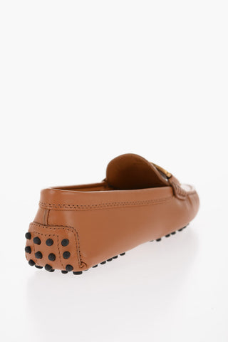 Leather Loafers with Logoed Buckle