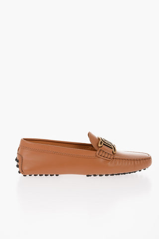Leather Loafers with Logoed Buckle
