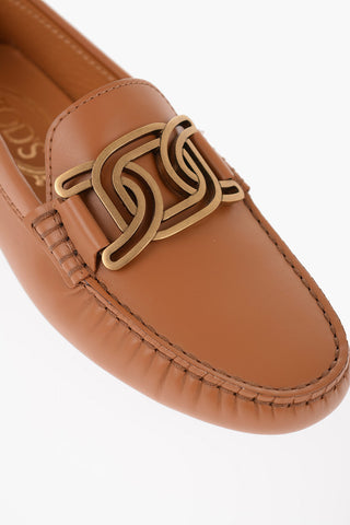 Leather Loafers with Logoed Buckle