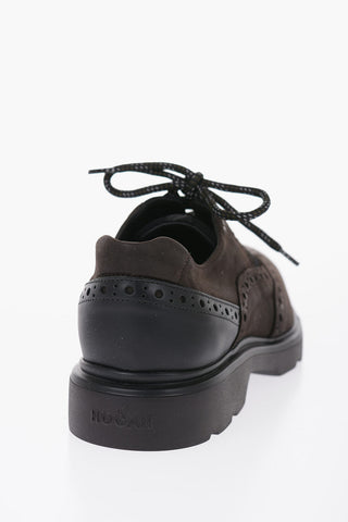 Leather Brogue Derby Shoes with Rubber Sole