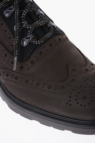 Leather Brogue Derby Shoes with Rubber Sole