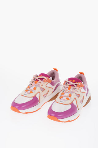 Lace-up Leather and Canvas Sneakers