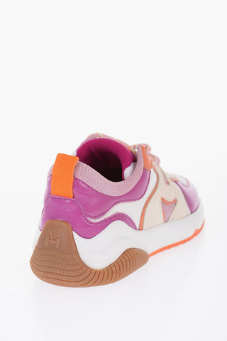 Lace-up Leather and Canvas Sneakers