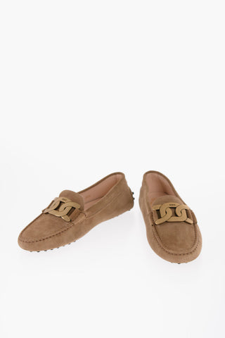 Suede Loafers with Bushings and Chain