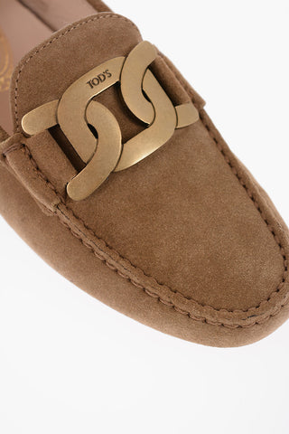 Suede Loafers with Bushings and Chain