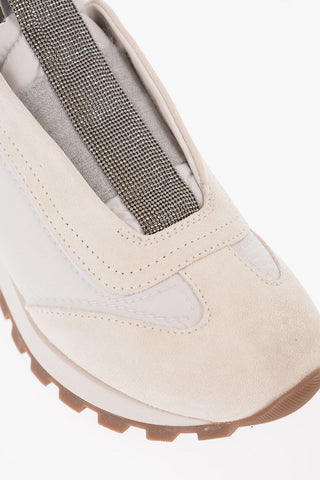 Sneakers Slip On in Suede con Dettaglio Gioiello