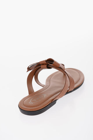 Sandali Infradito in Pelle con Fiocco Logato