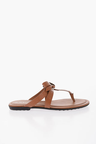 Sandali Infradito in Pelle con Fiocco Logato