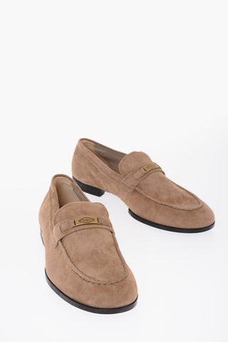 Suede Loafers with Logo Plaque