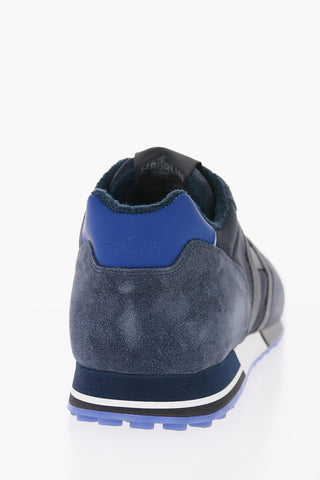Sneakers Basse in Suede con Inserti in Tessuto Tecnico