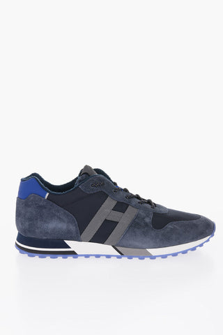 Sneakers Basse in Suede con Inserti in Tessuto Tecnico