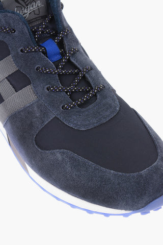 Sneakers Basse in Suede con Inserti in Tessuto Tecnico