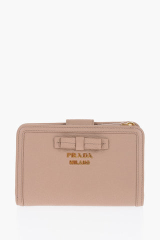 Grained Leather Wallet with Zipper