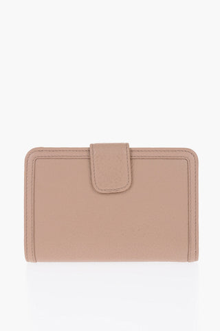 Grained Leather Wallet with Zipper