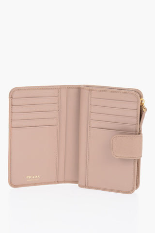 Grained Leather Wallet with Zipper