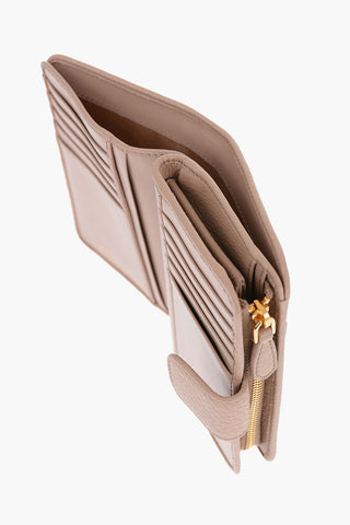 Grained Leather Wallet with Zipper