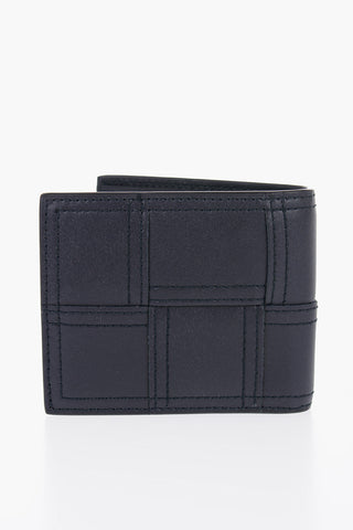 Quilted Leather Wallet with Visible Stitching