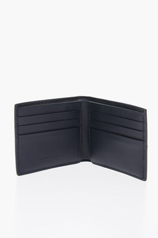 Quilted Leather Wallet with Visible Stitching
