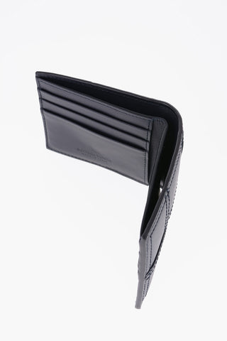 Quilted Leather Wallet with Visible Stitching