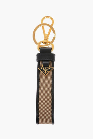 Canvas Keyring with Leather Edges