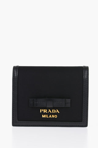 Nylon Bifold Wallet with Leather Bow
