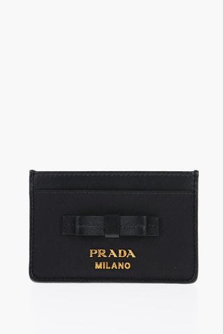 Nylon Card Holder with Leather Bow