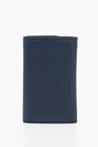 Textured Leather Key Case with Snap Buttons
