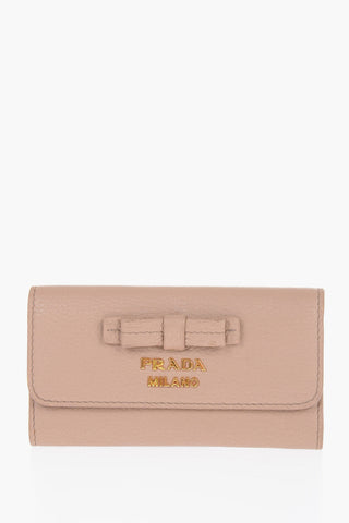 Grained Leather Key Case with Chain