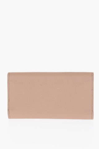 Grained Leather Key Case with Chain