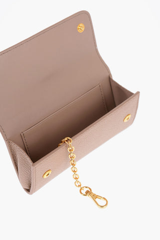 Grained Leather Key Case with Chain