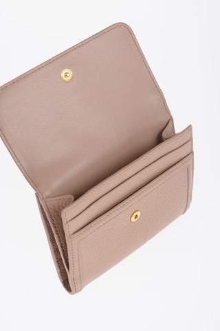 Grain de Poudre Leather Wallet with Bow