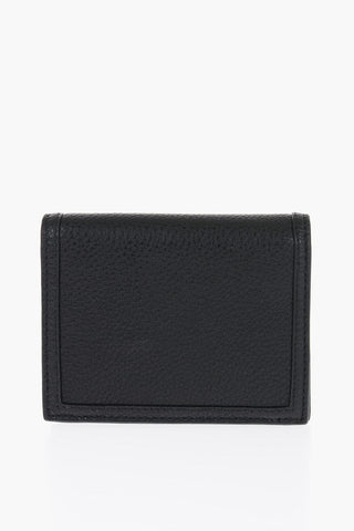 Textured Leather Bifold Wallet with Bow