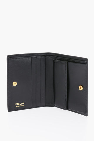 Textured Leather Bifold Wallet with Bow