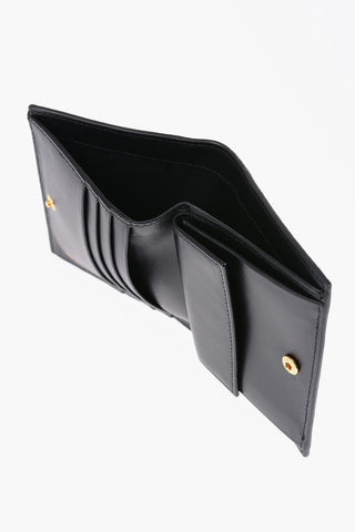 Textured Leather Bifold Wallet with Bow