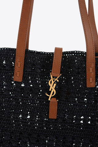 Rafia Tote Bag with Leather Handles