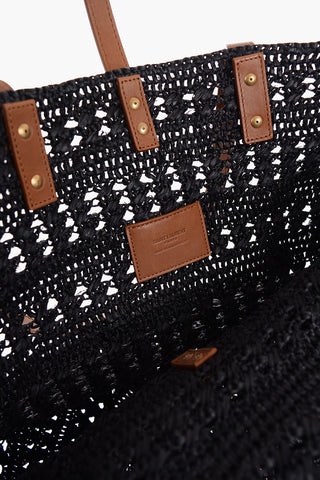 Rafia Tote Bag with Leather Handles
