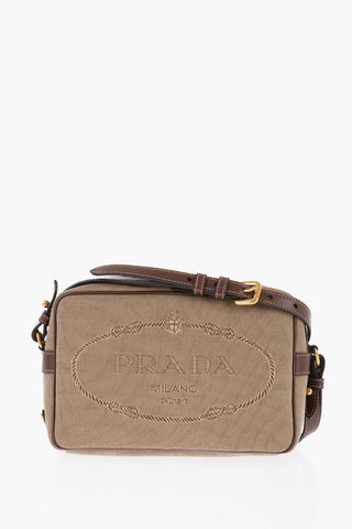 Canvas Crossbody Bag with Jacquard Logo