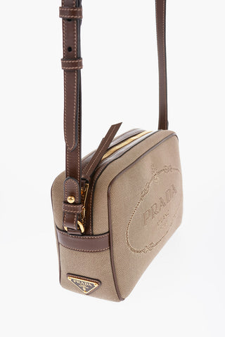 Canvas Crossbody Bag with Jacquard Logo