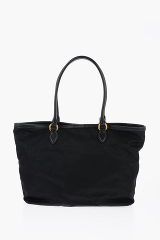 Nylon Tote Bag with Leather Handles and Details