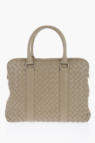 Woven Leather Briefcase with Removable Shoulder Strap