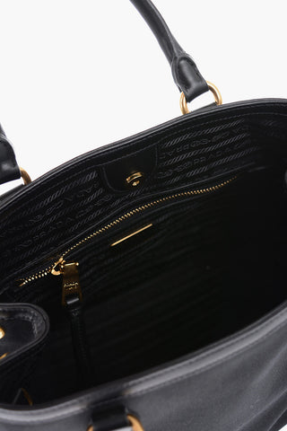 Borsa a Mano Espandibile in Tessuto con Manici in Pelle